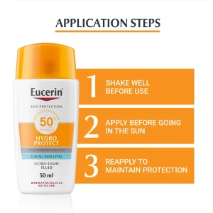 Eucerin Sun Face Hydro Protect SPF 50+ Ultra Light Fluid Sunscreen 50ml - Image 3