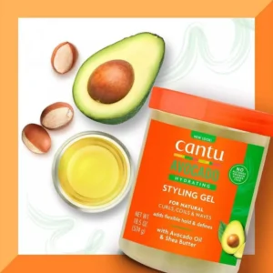Cantu Avocado Hydrating Hair Styling Gel For Natural Curls, Coils & Waxes 524g - Image 4