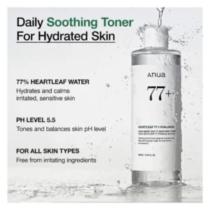 Anua Heartleaf 77 + Hyaluron Soothing Toner 250ml - Image 2