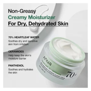 Anua Heartleaf 70 + Ceramide Intense Calming Facial Cream 50ml - Image 3
