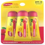 Carmex daily care moisturizing lip balm with spf 15, strawberry 3 tubes